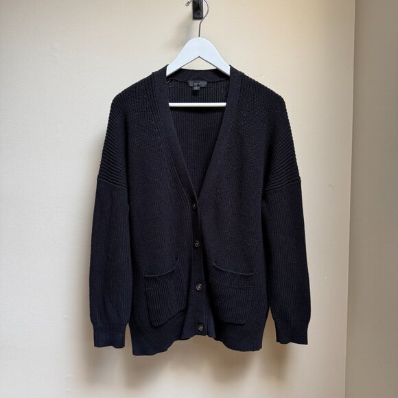 J.Crew V-Neck Cashmere Cotton-Blend Cardigan – Black - Picture 5 of 12